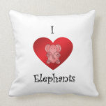 I heart elephants in red pillow