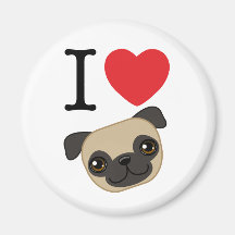I Heart Fawn Pugs Fridge Magnet