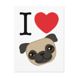 I Heart Fawn Pugs Postcards