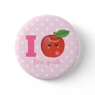 I Heart First Grade Button