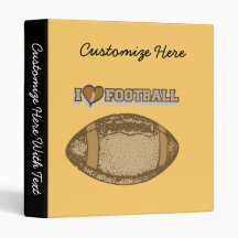 I Heart Football T-shirts and Gifts 3 Ring Binder