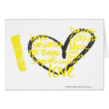 I Heart Graffiti Yellow Greeting Cards
