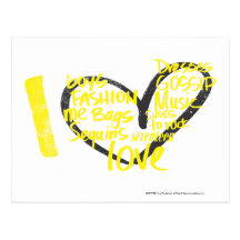 I Heart Graffiti Yellow Post Cards