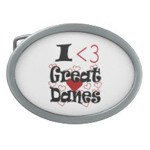 I Heart Great Danes Oval Belt Buckles