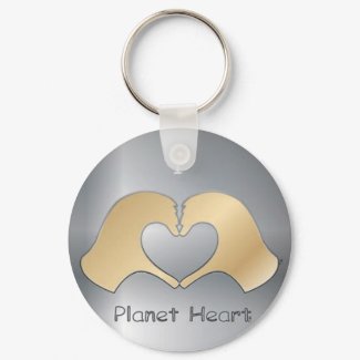 I Heart Hand Planet Heart keychain