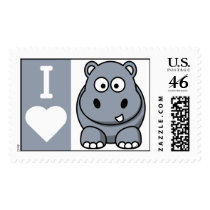 I Heart Hippos Postage Stamps