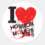 I HEART HORROR MOVIES ROUND STICKER