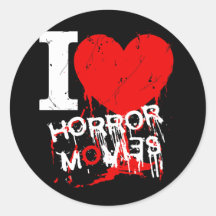 I HEART HORROR MOVIES ROUND STICKERS