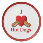 I Heart Hot Dogs Dinner Plate
