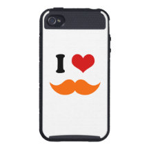 I Heart I Love Orange Mustache Case For iPhone 4