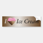 I (Heart) Ice Cream! Strawberry Pink Bumper Sticker