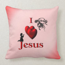 I Heart Jesus Little Girl Mojo Pillow pillows