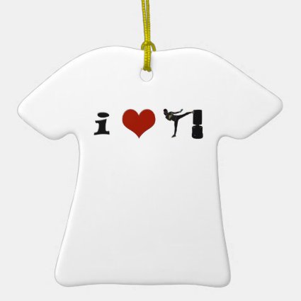 I Heart Kickboxing! Personalize it! Double-Sided T-Shirt Ceramic Christmas Ornament