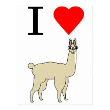 i heart llama postcard