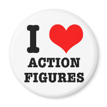 I HEART (LOVE) ACTION FIGURES magnets