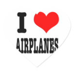 I HEART (LOVE) AIRPLANES HEART STICKER