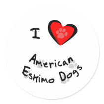 I Heart (Love) American Eskimo Dogs stickers by dogbreedstshirts I Heart (Love) American Eskimo Dogs stickers