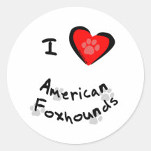 I Heart (Love) American Foxhounds Sticker