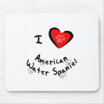 I Heart (Love) American Water Spaniels mousepads