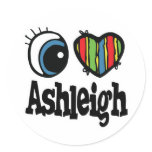 I Heart (Love) Ashleigh Round Stickers