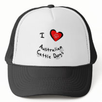 I Heart (Love) Australian Cattle Dogs hats