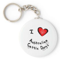 I Heart (Love) Australian Cattle Dogs keychains
