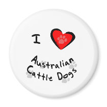 I Heart (Love) Australian Cattle Dogs magnets