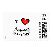 I Heart (Love) Australian Cattle Dogs stamps