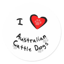 I Heart (Love) Australian Cattle Dogs stickers