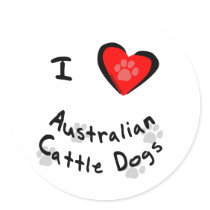 I Heart (Love) Australian Cattle Dogs stickers