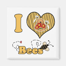 I Heart (Love) Bees with Hive Fridge Magnets