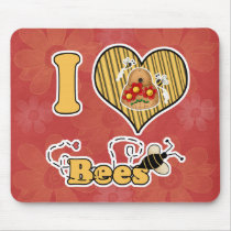 I Heart (Love) Bees with Hive mousepads