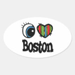 I Heart (Love) Boston Oval Sticker