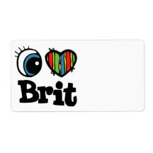 I Heart (Love) Brit Custom Shipping Labels