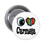 I Heart (Love) Carmela Pinback Buttons