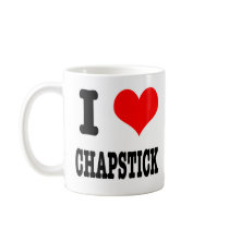 I HEART (LOVE) chapstick mugs