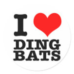 I HEART (LOVE) DING BATS stickers
