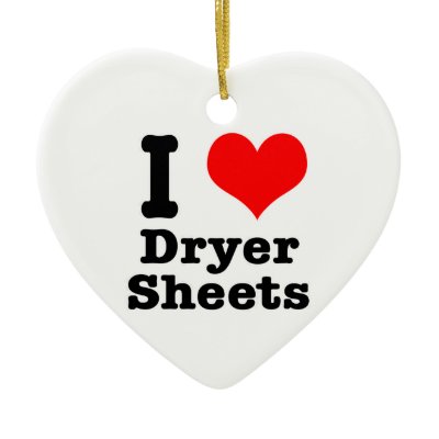 I HEART (LOVE) dryer sheets Ornaments Zazzle_ornament