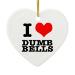 I HEART (LOVE) dumb bells Christmas Ornaments
