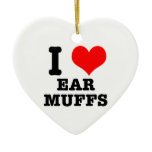 I HEART (LOVE) ear muffs Christmas Tree Ornaments