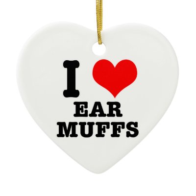 I HEART (LOVE) ear muffs Christmas Tree Ornaments Zazzle_ornament