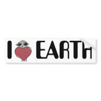 I Heart Love Earth Alien Bumper Sticker bumper stickers