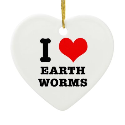 I HEART (LOVE) earth worms Christmas Tree Ornaments Zazzle_ornament
