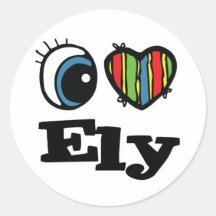 I  Heart (Love) Ely Round Stickers