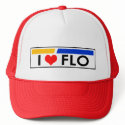 "I Heart (Love) Flo hats