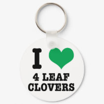 I HEART (LOVE) four leaf clovers keychains