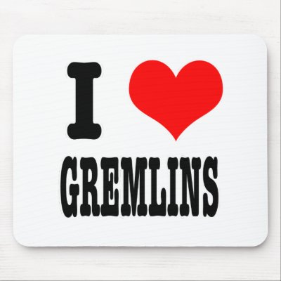 I HEART (LOVE) GREMLINS mouse mat