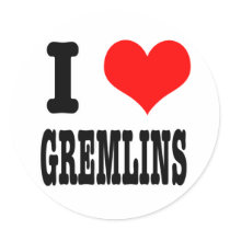 I HEART (LOVE) GREMLINS stickers