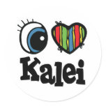 I Heart (Love) Kalei Round Stickers