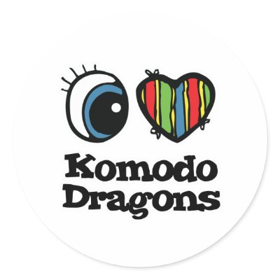 I Heart (Love) Komodo Dragons Round Stickers by eyeheartanimals